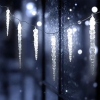 Eiszapfen Lichterkette Kalt Weiß - 20 Led - Garten Deko Beleuchtung Weihnachten