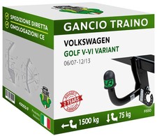 Per VW GOLF V-VI VARIANT SW 4X4 07-13 Gancio Fisso