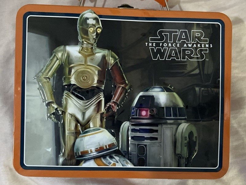 Star Wars The Force Awakens R2-D2 C3PO Tin Lunch Metal Box Case