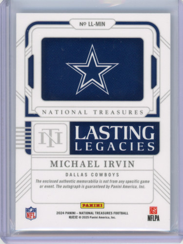 2024 Panini National Treasures Michael Irvin Lasting Legacies Patch Auto /25 - Picture 2 of 2