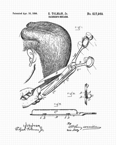Classic Men Barber Shop Tools Prints Patent Prints 6 (8x10) for Home Work Office - Picture 10 of 12