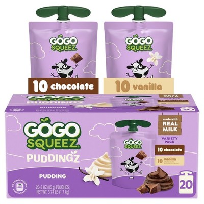 PuddingZ Variety Pack, On-the-Go Chocolate and Vanilla Pudding Snack, 3 oz. P...