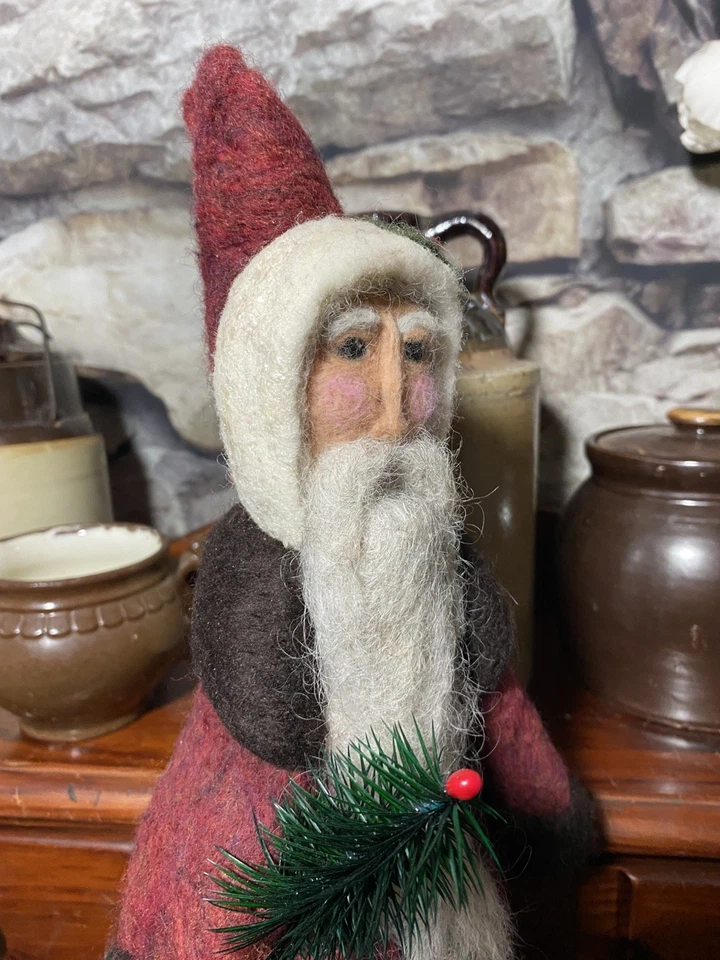 Handmade Needle Felted Primitive Christmas Belsnickle Santa 17” OOAK - Image 3 of 4