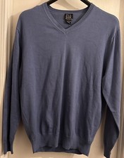 JoS. A. Bank Signature Collection Blue V Neck Pima Cotton Pullover Sweater Large