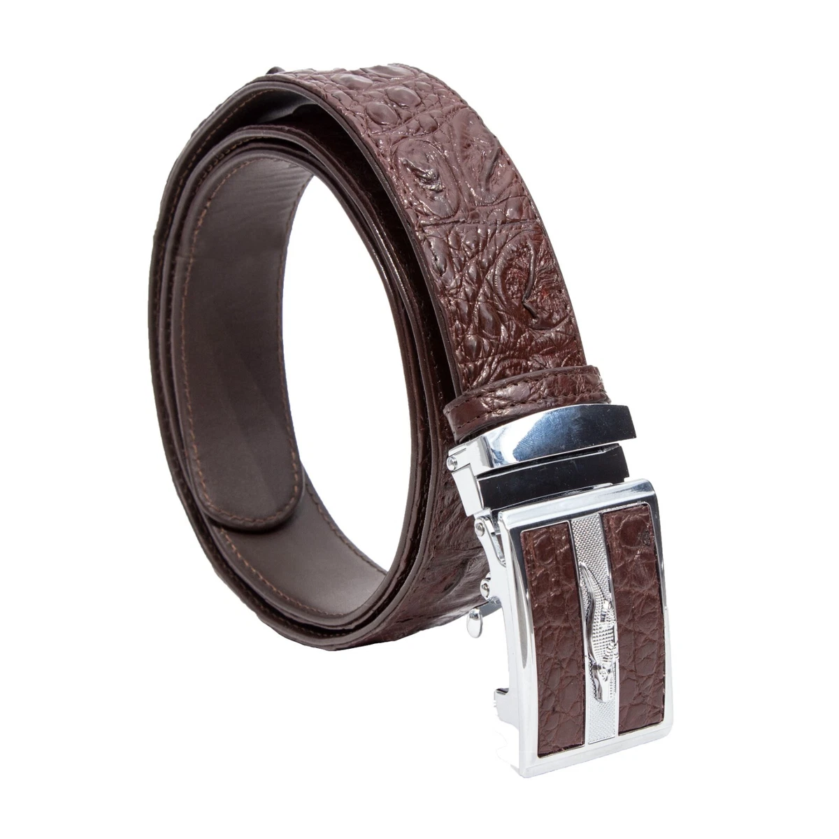 Ceinture Homme En Cuir Crocodile Artisanal - Made In Italy Noir - Taille 110, Neuve Sans étiquette