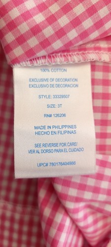 Marmellata Pink Gingham Short Sleeve Zebra Smocked Dress Toddler Size: 2, 3 or 4 - Picture 6 of 8