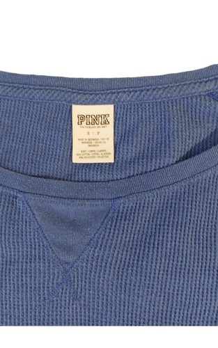 Pink by Victoria's Secret Pullover Top Royal Blue Thermal Shirt Size SP - Picture 3 of 6