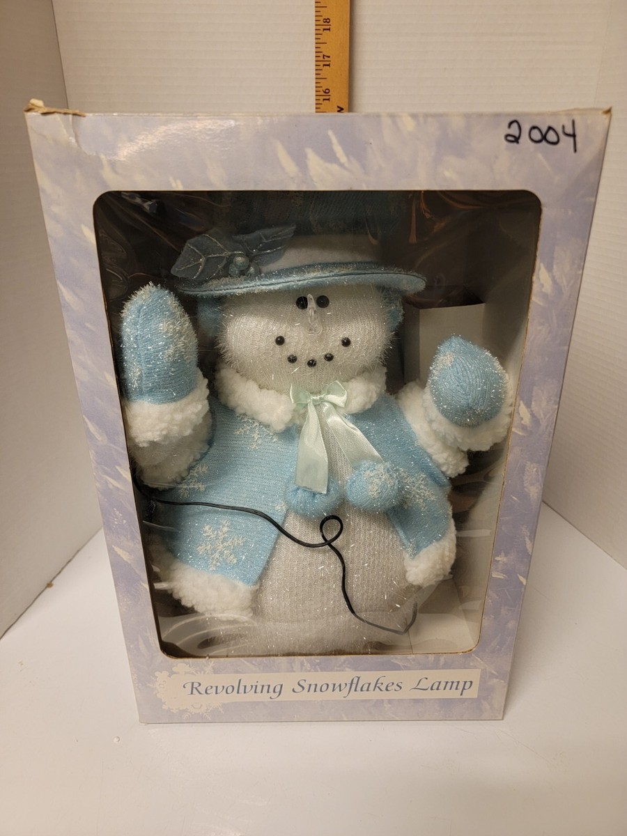Fiber Optic Snowman w/tree Revolving Snowflakes 14