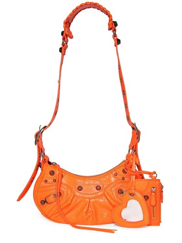 BALENCIAGA Le Cagole XS $2550 Orange Leather Shoulder Bag New And Authentic