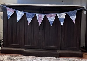 Handmade, Red, White, Blue,bunting, flag, pennant, banner farmhouse Cottage Swag