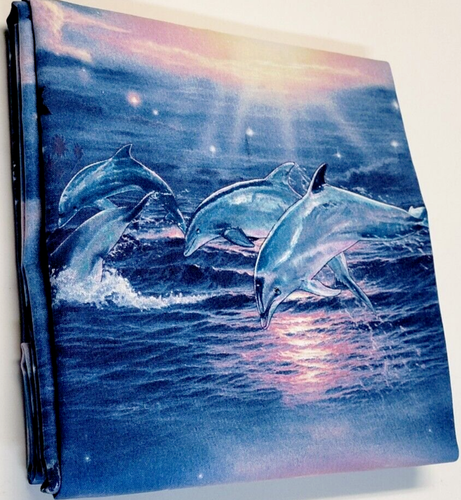 Dolphins Fabric 1.5 Yds Lassen Elizabeths Studio Ocean Sunset Tropical Fantasy - 第 1/20 張圖片