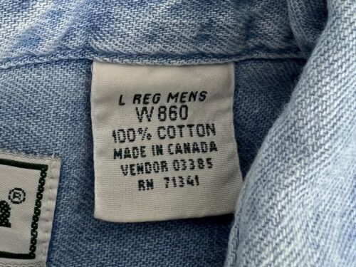 LL Bean Mens Large Denim Jacket Blue Vintage Made In Canada 100% Cotton - Picture 8 of 12
