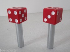 Door Lock Knobs Dice Red 1 Pair Fits Chevy Ford Mopar Hot Rod Classic 70040