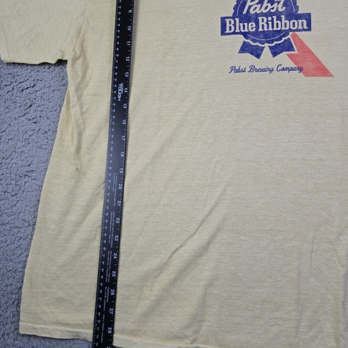 PBR Pabst Blue Ribbon SHIRT MENS EXTRA LARGE XL YELLOW Beer Retro Distressed NWT - Picture 8 of 15