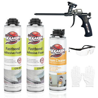 Kraken Bond Fastbond Adhesive Gun Foam 24oz  2 Pack   Gun Included Set