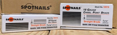 Spotnails 18519 18-Gauge Galvanized 1-3/16  Straight Brad Nail Chisel Point 5M 
