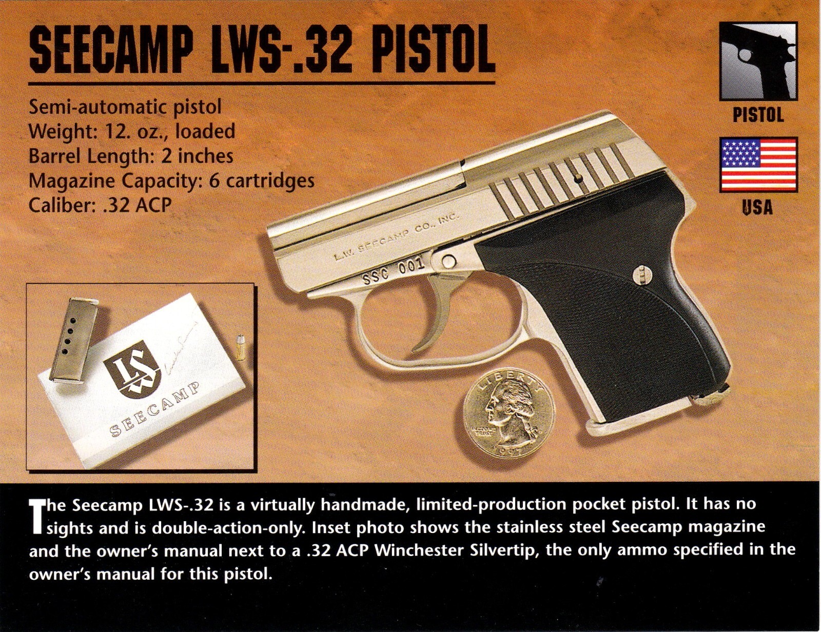 Seecamp LWS .32 Pistol Classic Firearms Photo Card u