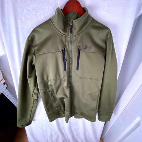 Giacca Under Armour Uomo XL Verde Coldgear Infrarossi Softshell Outdoor Full Zip - Foto 2 di 15