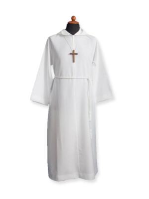TUNICA PRIMA COMUNIONE DALLA LINEA SEMPLICE, COMPLETO DI CAPPUCCIO