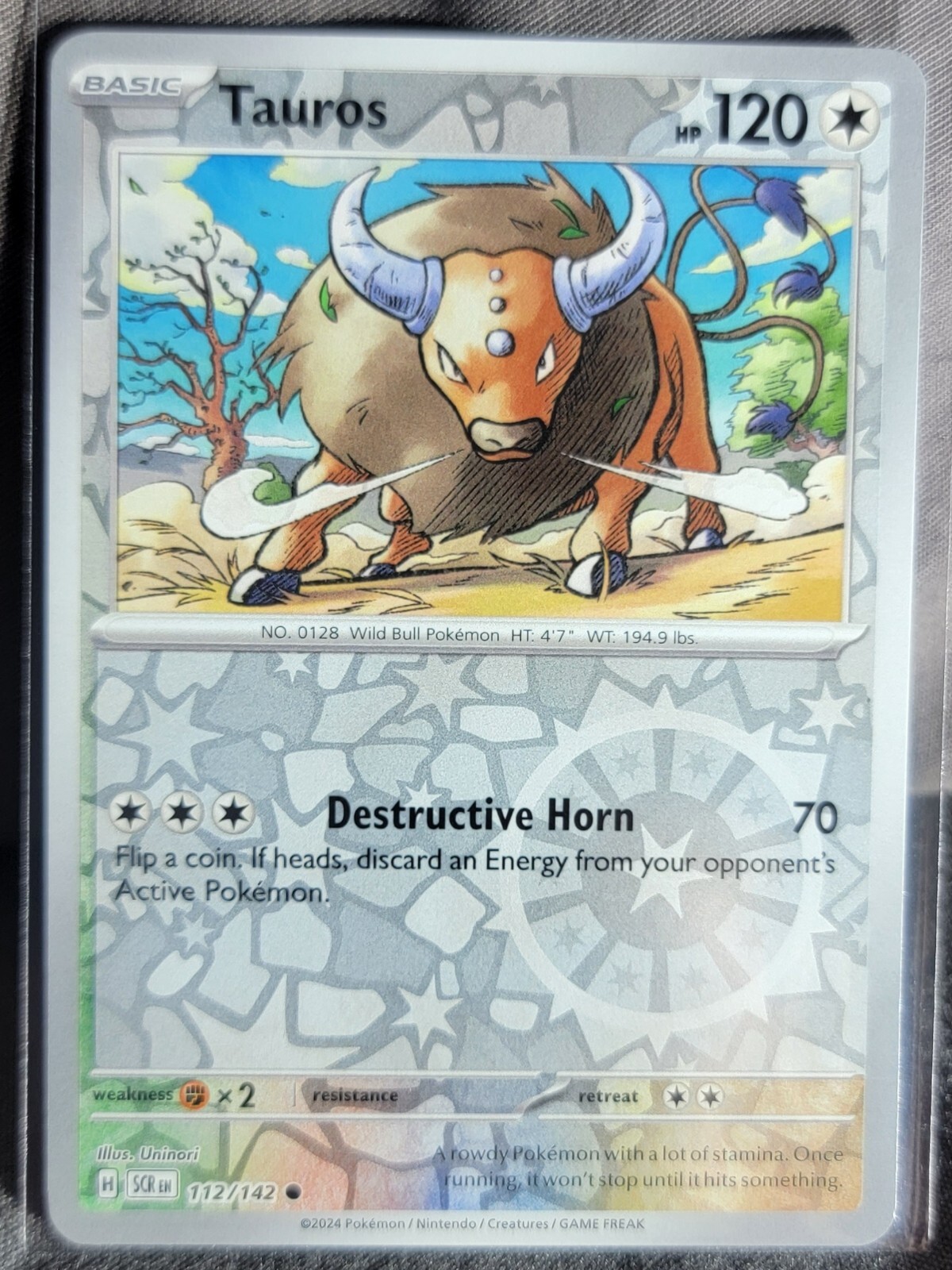 Pokemon TCG Card Tauros 112/142 S&V Stellar Crown Common Reverse Holo NM