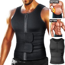 Men Sauna Suit Sweat Vest Tank Top Waist Trainer Body Shaper Tummy Control Shirt