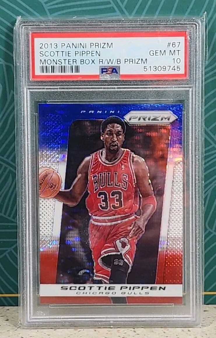 2013 Panini Prizm Scottie Pippen Monster Box Red White & Blue Prizm #66 PSA 10