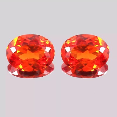 AAA Natural Flawless Ceylon Orange Sapphire Loose Oval Gemstone Cut Pair 8x6 MM