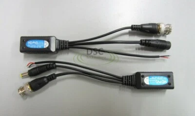 DIYSECURITYCAMERAWORLD (1 Pair) BNC to RJ45 CAT5 Video +Data +Power Balun Connector for CCTV PTZ Camera