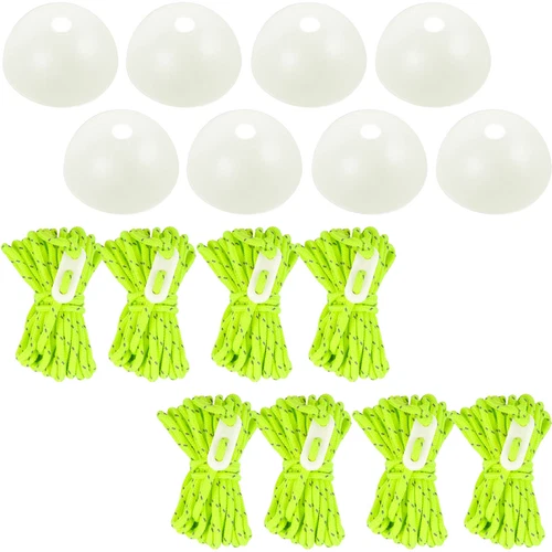 SET of 8 Pieces Guylines and Herring Caps Fluorescent Camping