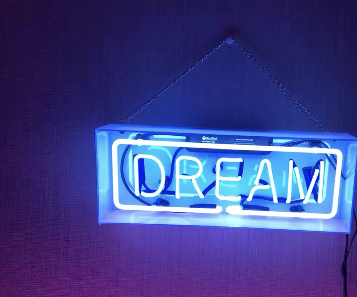 Dream Neon Sign 14"x5" Acrylic Box Light Lamp Space ...