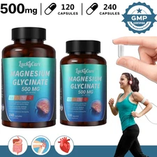 Magnesium Glycinate For Improved Sleep Stress Anxiety Relief 500mg 60-240Capsule