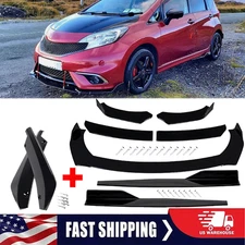 Front Bumper Lip Chin Spoiler Body Kit Splitter Side Skirt For Nissan Versa Note