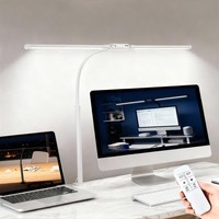 LED Desk Lamp with Clamp Double Head Adjustable Architect Light White Eye Caring