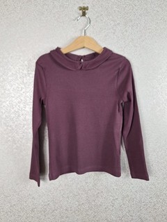 Girl's Plum Purple Longsleeve Peter Pan Collar Ribbed Jersey Top Age 6 7 George