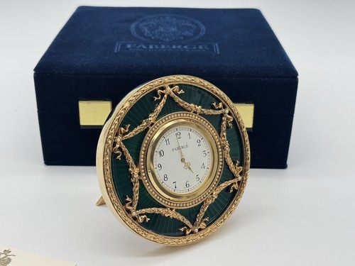 FABERGE IMPERIAL COLLECTION ROUND GREEN ENAMEL DESK CLOCK 100% GENUINE RP $1050 - Picture 1 of 12