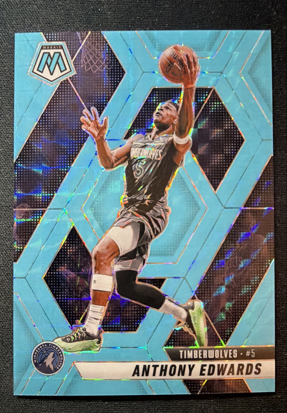 2024-25 Panini Mosaic - Anthony Edwards #36 Fluorescent Blue Mosaic Prizm /75