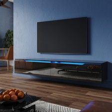 100/200cm High Gloss Floating LED TV Stand Unit Storage Door Cabient Black