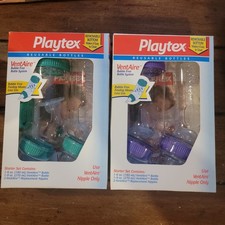 NEW Playtex VentAire 2 6oz, 2 9oz Baby Bottles 4 Nipples - Green Purple