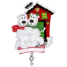 Our New Home Polar Bear Couple Personalized Christmas Tree Ornament