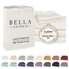 Bella Coterie Luxury Bamboo Viscose Split King Size Sheet Set  2 Fitted Shee...
