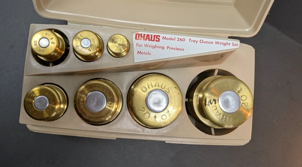 OHAUS Model 260 Troy Ounce Weight Set Weighing Precious Metals Brass Calibration - Image 2 of 4