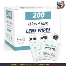 200 Count Lens Wipes for Eyeglasses, Eyeglass Lens Cleaning Wipes Pre-Moistened