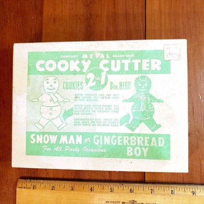 Vtg Metal w Handle Cooky Cutter Gingerbread Man Boy 8'' SNOWMAN Cookie Cross Bros