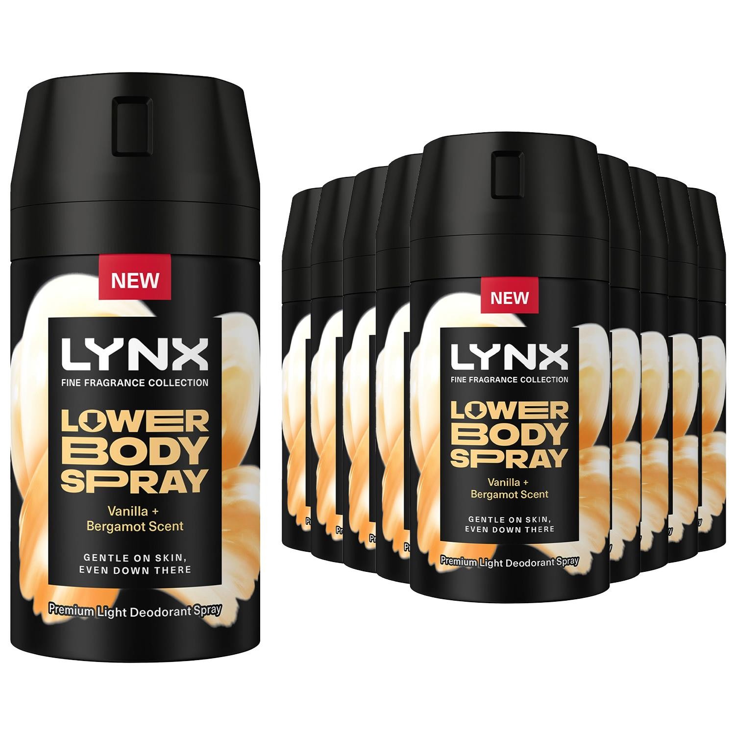 Lynx Lower Body Spray Vanilla Bergamot 100ml 12 Pack Mens Deodorant 72H