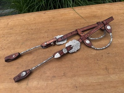 BILLY ROYAL Double Ear Silver Ferrule Show Headstall w Water Stain