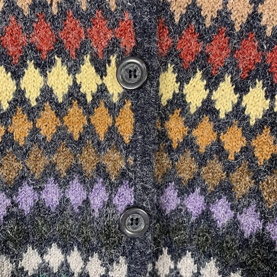 Cárdigan suéter vintage Dressbarn colorido tejido diamantes preppy para mujer M Foto 3 de 4