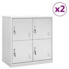 WALPLUS Locker Cabinets Set of 2 Light Grey Steel Storage Units