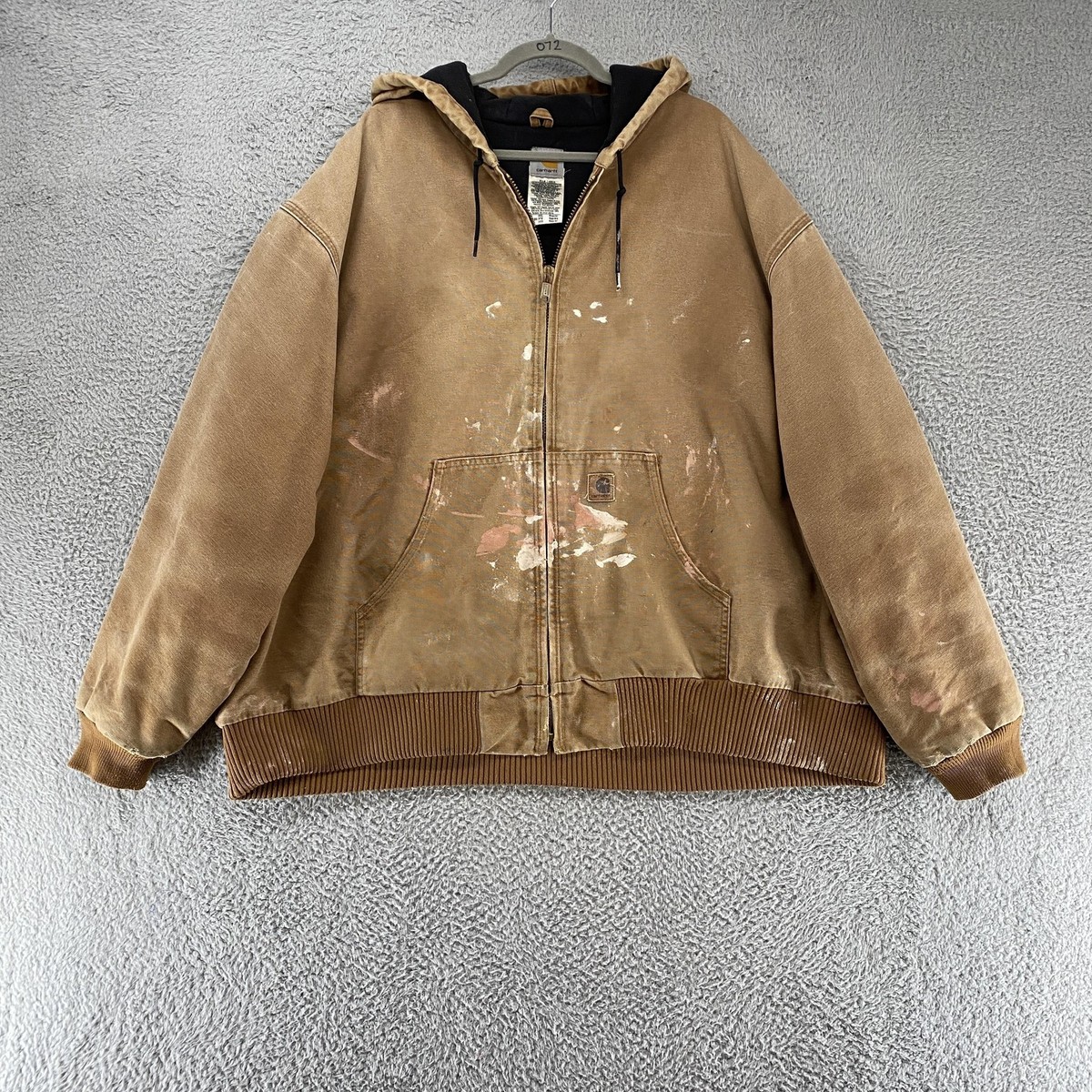 Carhartt Active Jacket Mens 4XL Brown Hooded Duck Quilt Lined