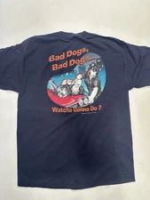 Vintage Big Dogs Mens L Navy Blue T-Shirt BAD DOGS COPS Watcha Gonna Do? 