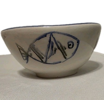 Papart Seramik Sauce Dipping Bowl Small Accent 4  X 2  Hand painted Fish Ocean